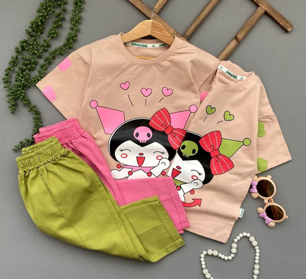 ست جذاب کرومی سبز صورتی7013